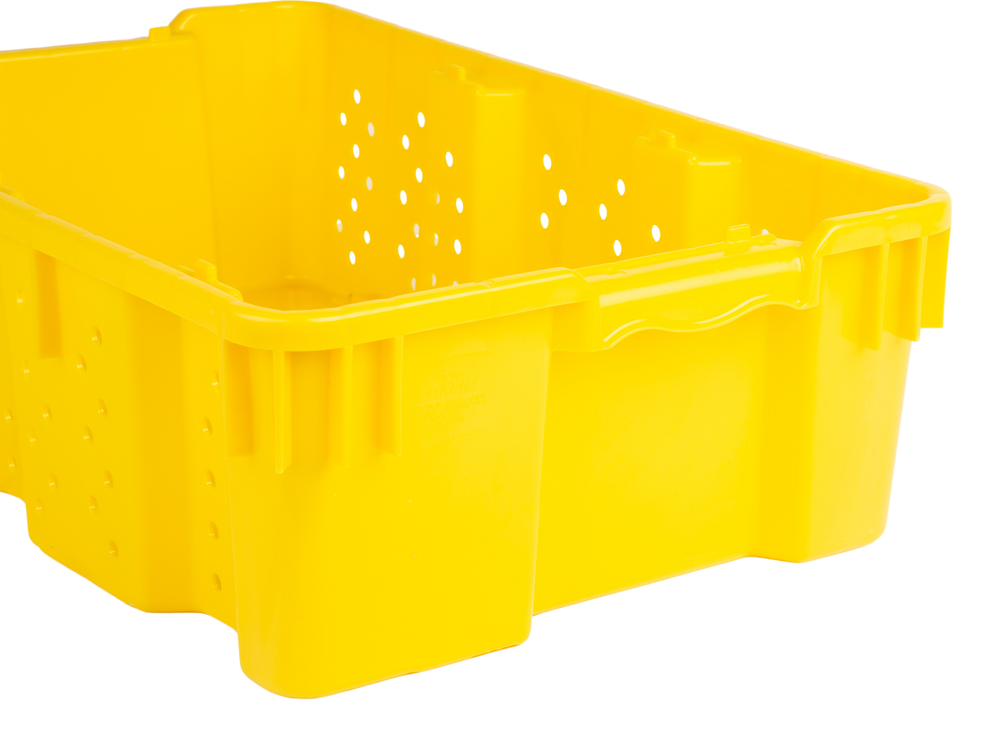 24 x 16 x 7.3" (7.5 Gallon) Agricultural Vented Crate Handled Storage Container Tote