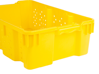 24 x 16 x 7.3" (7.5 Gallon) Agricultural Vented Crate Handled Storage Container Tote