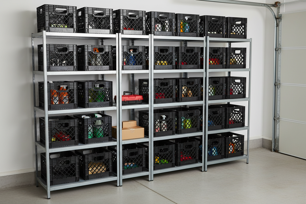 Hudson Exchange 13 x 13 x 11" (16 Quart) Mesh Milk Crate Handled Storage Container Tote, Black