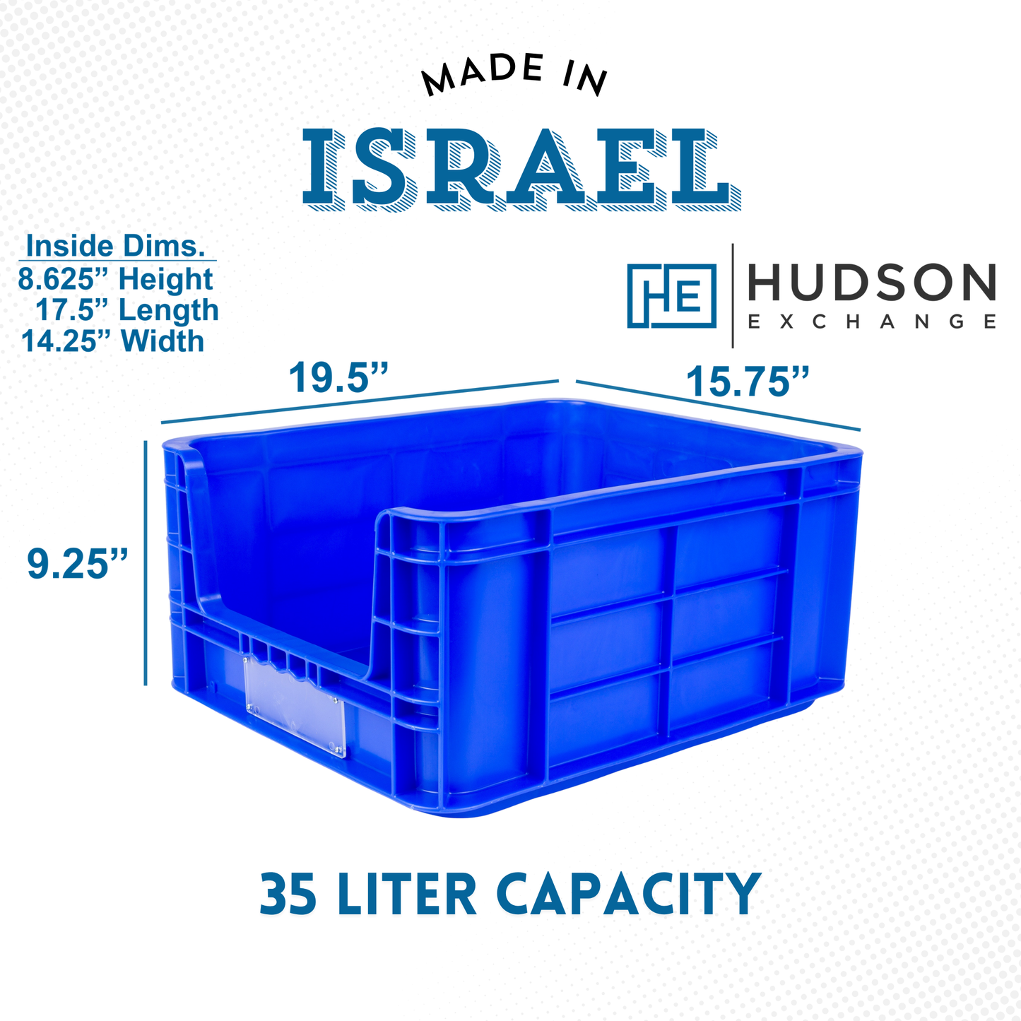 Hudson Exchange 19.5 x 15.75 x 9.25 (35 liter) Industrial Stackable Hopper Pick-Bin Container, Blue