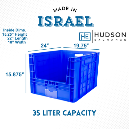 Hudson Exchange 24 x 19.75 x 15.875 (95 liter) Industrial Stackable Hopper Pick-Bin Container, Blue