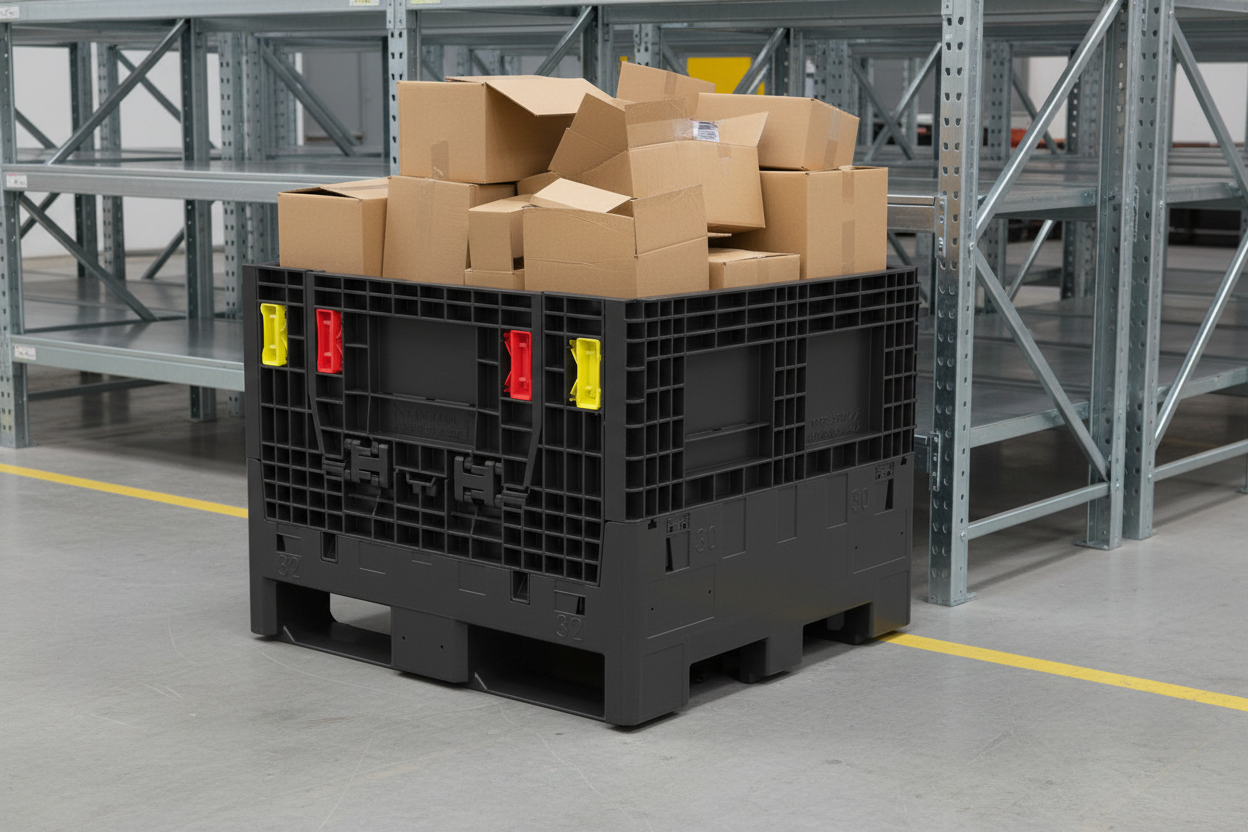 Hudson Exchange 32x30x34" (1800 lb Capacity) Collapsible Bulk Container, Black