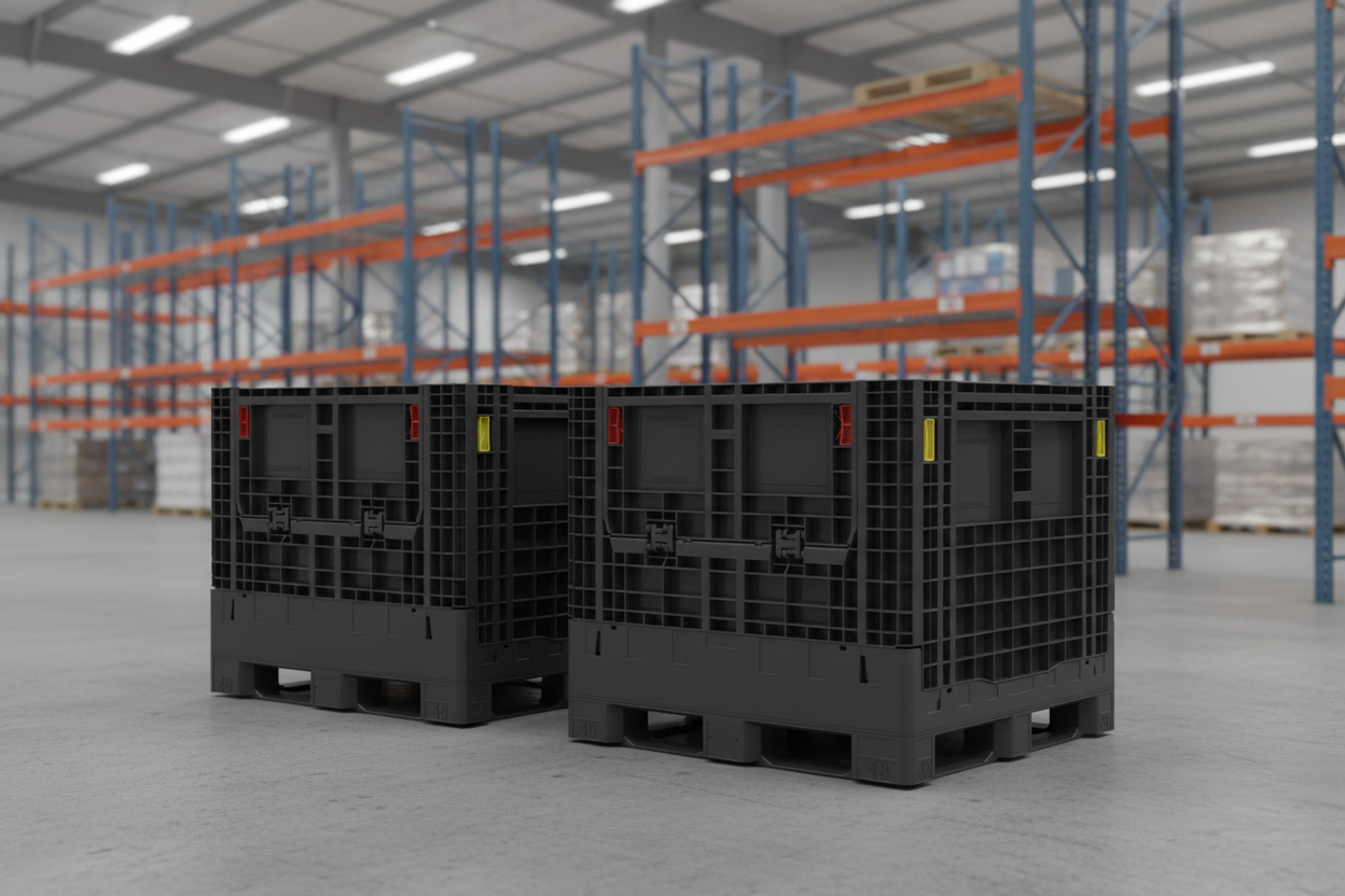 Hudson Exchange 48x40x34" (1800 lb Capacity) Collapsible Bulk Container, Gray