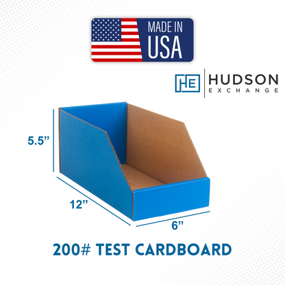 Hudson Exchange 6x12x5.5" (25 Pack) Corrugated Parts Bin Box, Blue