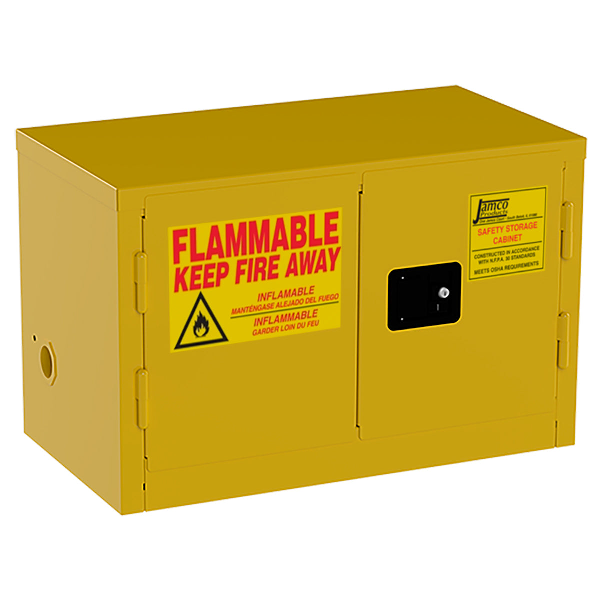 Jamco BY11 34x18x22" (11 Gallon) Countertop Safety Steel Metal Flammable Liquid Storage Cabinet with Lockable Manual Closing Doors, Non Forkliftable