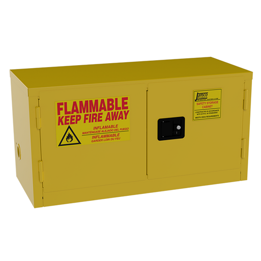Jamco BY15 43x18x22" (15 Gallon) Countertop Safety Steel Metal Flammable Liquid Storage Cabinet with Lockable Manual Closing Doors, Non Forkliftable