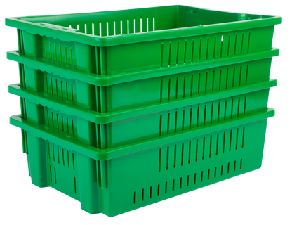 20 x 13 x 5.6" (4.5 Gallon) Agricultural Vented Crate Handled Storage Container Tote