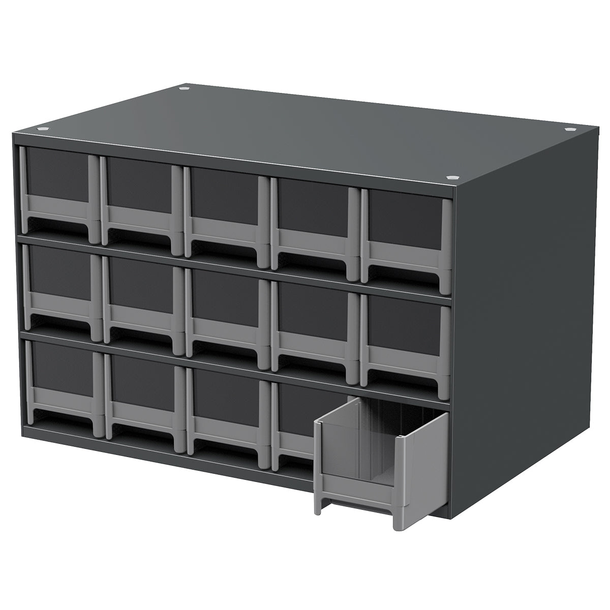 Akro-Mils Steel Drawer Bin Cabinet 17 inW x 11 Ind x 11 inH 15 Drawers Gray 19715